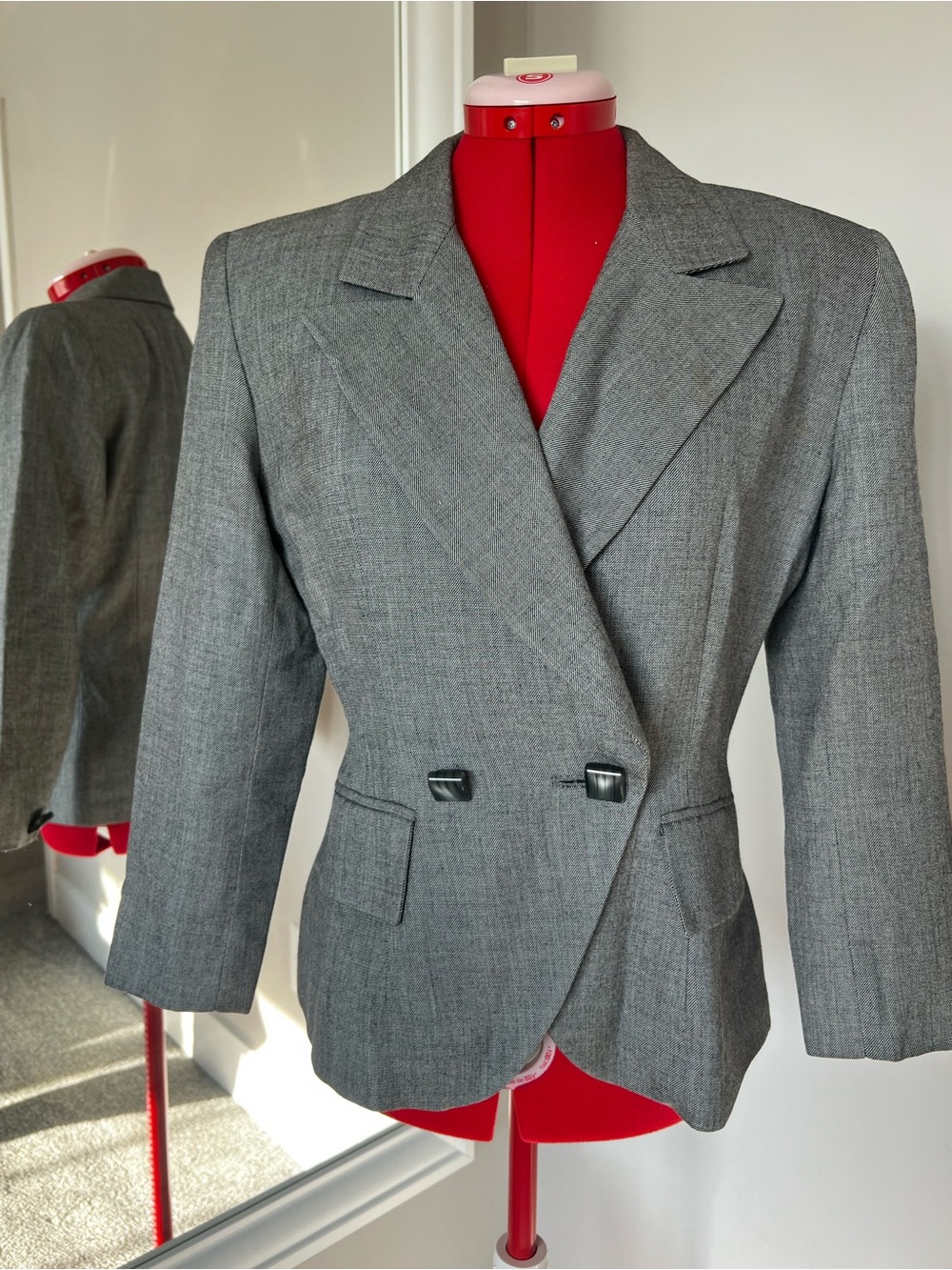 vintage Christian Dior Gray Double-Button Women's Blazer